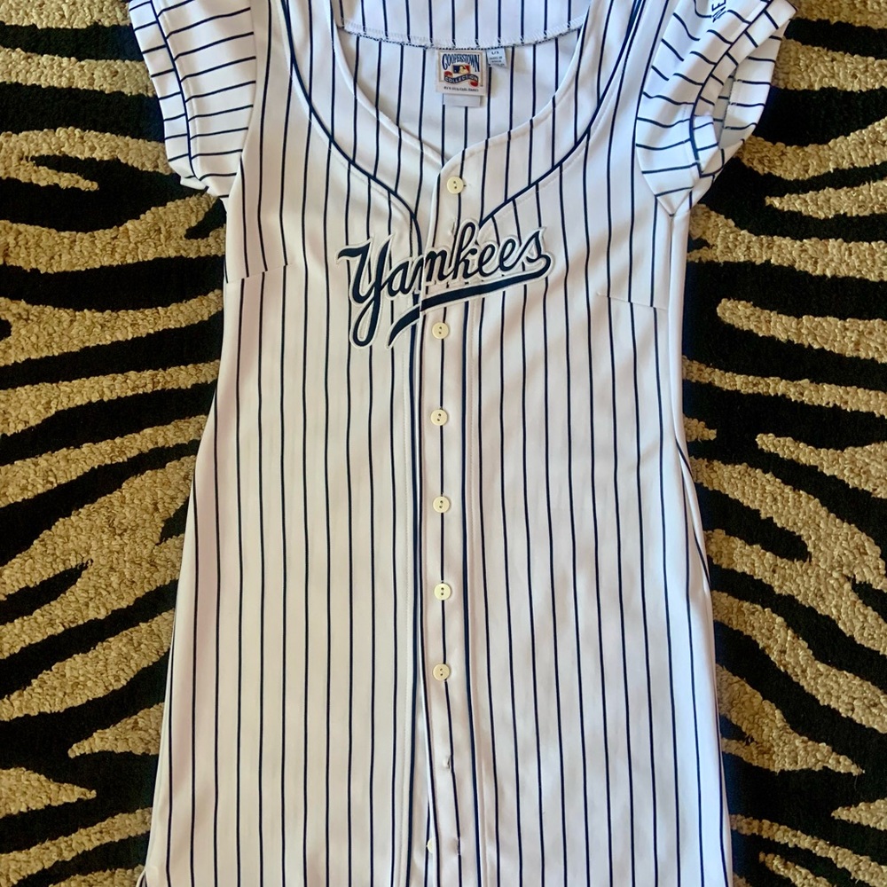 NY Yankees Pin-Striped Button-Up Dress